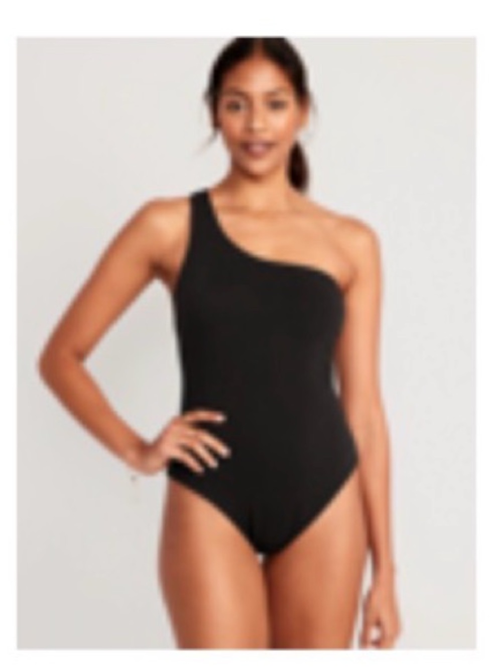 NWT Old Navy Pucker One Shoulder One Piece Swimsuit Women’s Size L Black